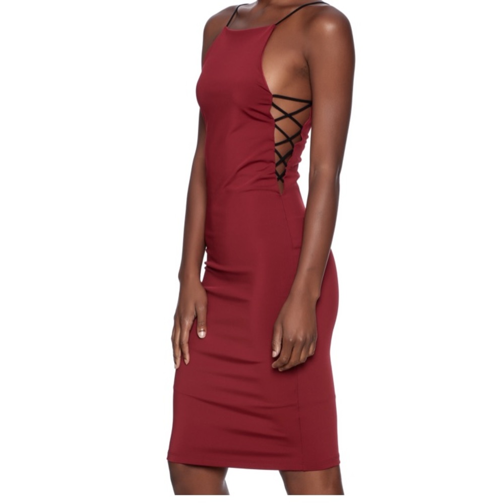 NWOT Solemio Bodycon Wine Dress Size Large